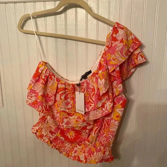 NWT Sugarlips One Shoulder Medium Blouse - Picture 1 of 2